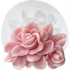 Pink floral silicone mold featuring layered rose petals for crafting candles, soap, and clay.