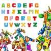 A set of 26 alphabet letter learning figures in various colors and designs.