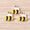Gold Enamel Honeybee Charms for Jewelry Making (Set of 10)