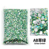 Bag of grass green flat-back resin rhinestones for DIY craft and nail art