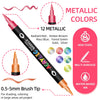 A black dual-tip acrylic marker pen with 12 metallic colors and a 0.5-5mm brush tip for shading and coloring.