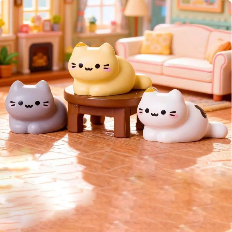 Adorable Cat Figurine Set for Desk, Shelf & Fairy Garden Decor