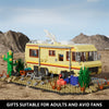 A yellow and white Breaking Bad RV camper bus building block set with desert scenery.