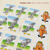 Multiple cards showing rabbits and carrots used in a trap puzzle game