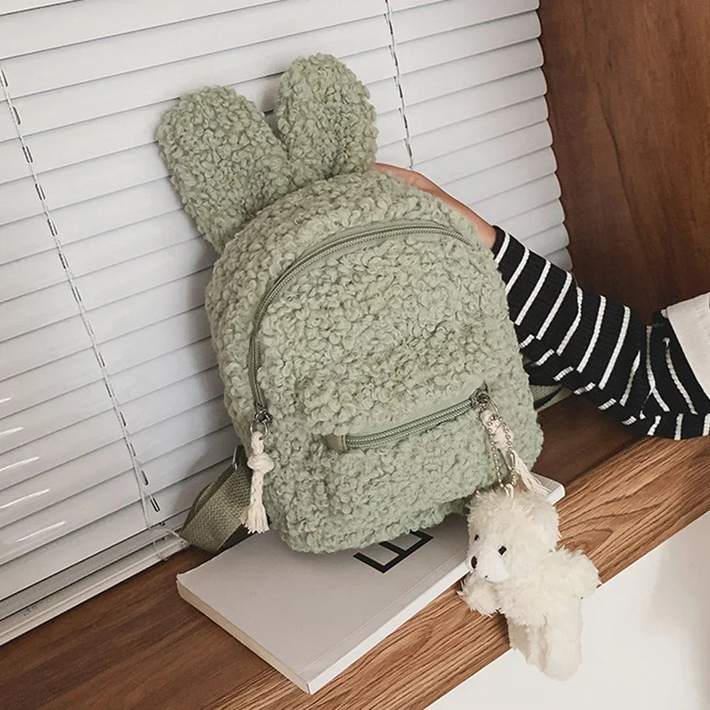 Cute Bunny Ear Plush Backpack for Toddlers – Soft Fleece Daypack