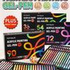 A set of Lanquo Acrylic Painting Gel-Pen markers in various colors and sizes displayed on a white surface.