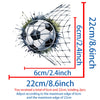 Two iron-on patches featuring a soccer ball splash design, measuring 6cm and 22cm.