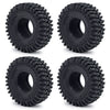 Quatre vues de roues en caoutchouc noir souple conçues pour voitures de rastemachine RC.