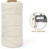 A spool of natural cream-colored cotton macrame rope with a 4mm diameter, showing its twisted texture.