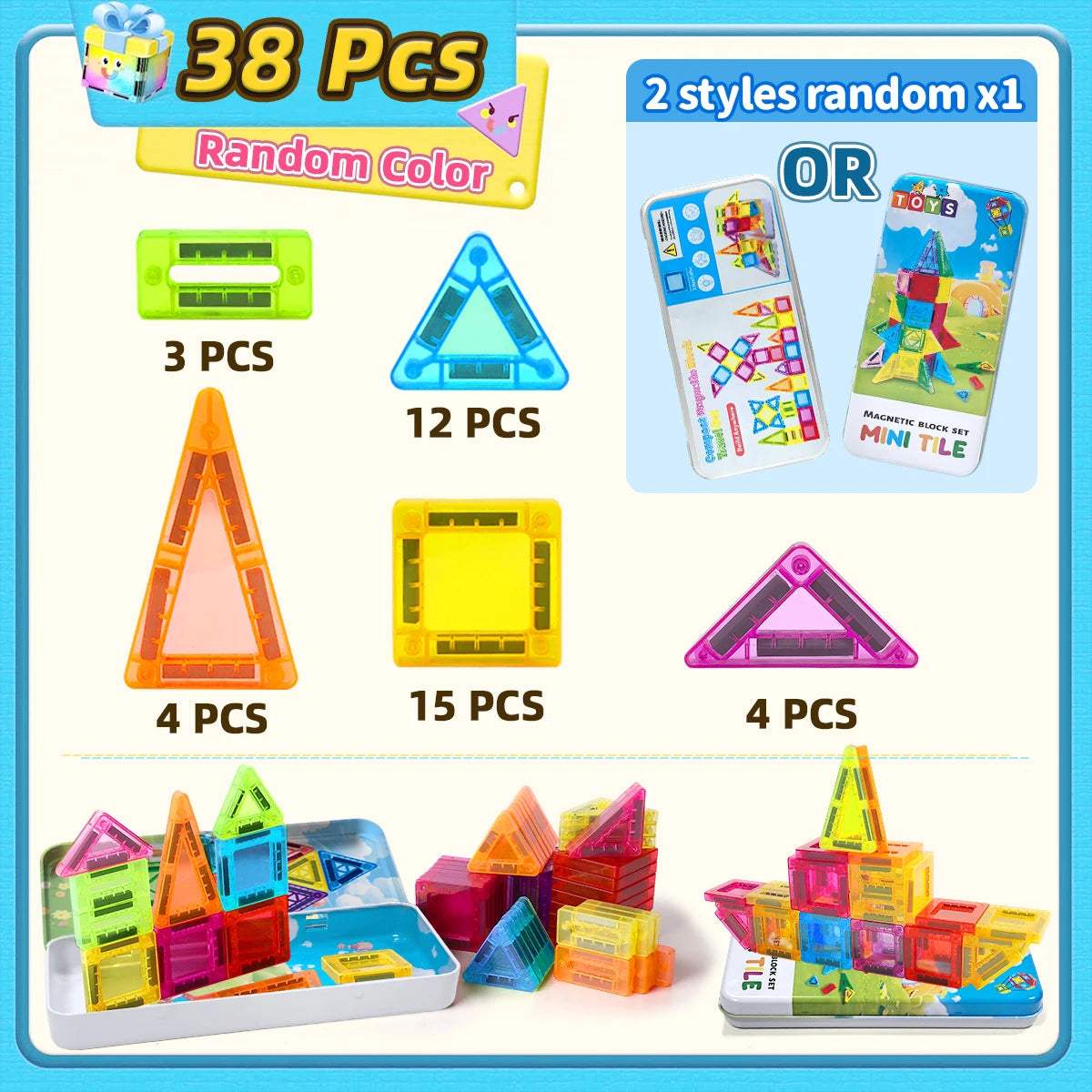 Colorful Magnetic Building Blocks Set with Storage Box