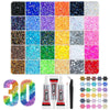 A collection of colorful rhinestone and glitter kits for DIY crafts, including various colored stones and beads.