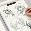 A page from an anime character line art drawing book showing several simple outlines of female characters for tracing and pra