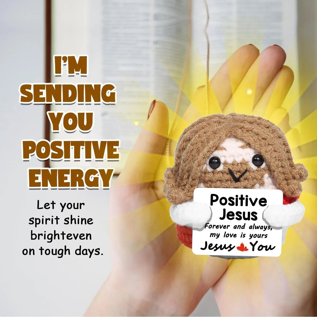Handmade Crochet Emotional Support Jesus Doll with Card