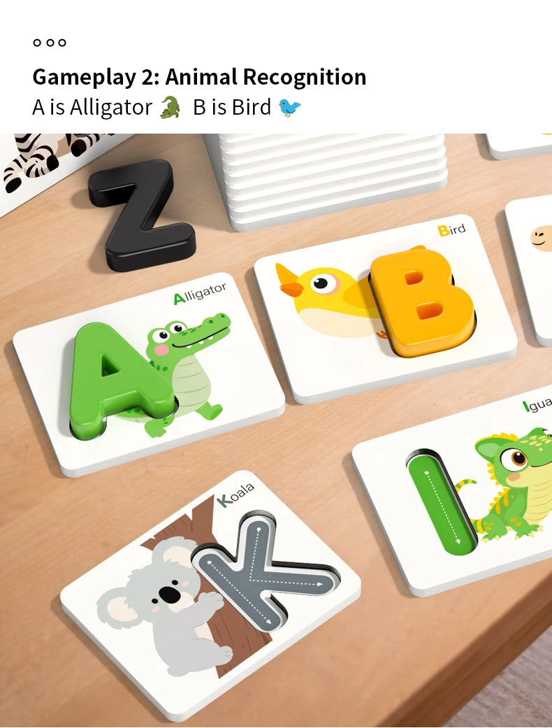Montessori Wooden Spelling Game with Letter Matching Cards