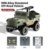 A basic version of a MINI Alloy Simulated Off-Road Vehicle, a green RC jeep model with accessories.