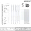 A box and set of five white Languo color series gel pens with 0.5mm tips and ten ST refills for quick drying