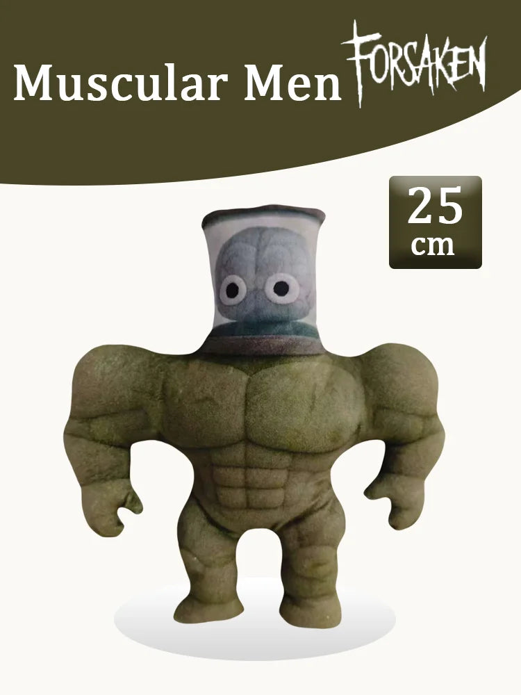 A soft plush muscular man figure, 25 cm tall, inspired by the Forsaken game.