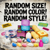A collection of colorful squishy toys shaped like animals and other figures displayed on a textured surface.