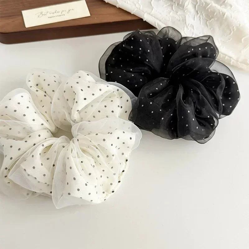 Polka Dot Mesh Scrunchie Hair Ties