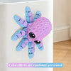 A purple and blue 3D printed articulated octopus fridge magnet with textured tentacles