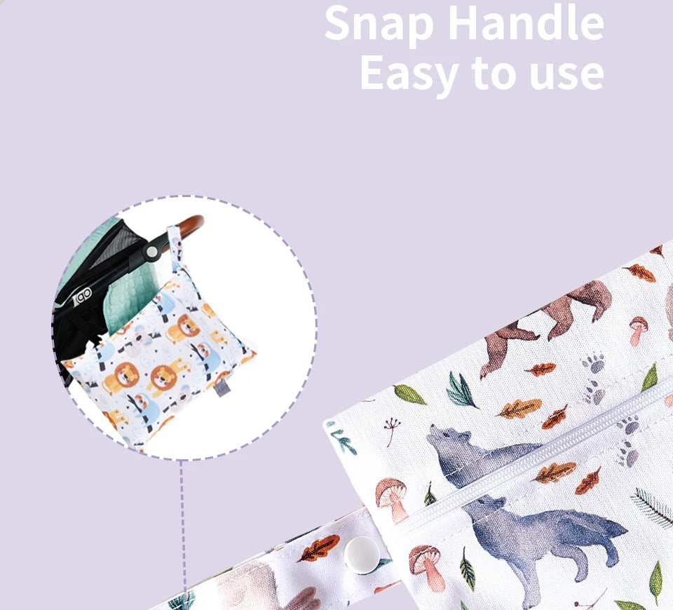 2-Pack Waterproof Wet/Dry Bags for Diapers & Baby Essentials