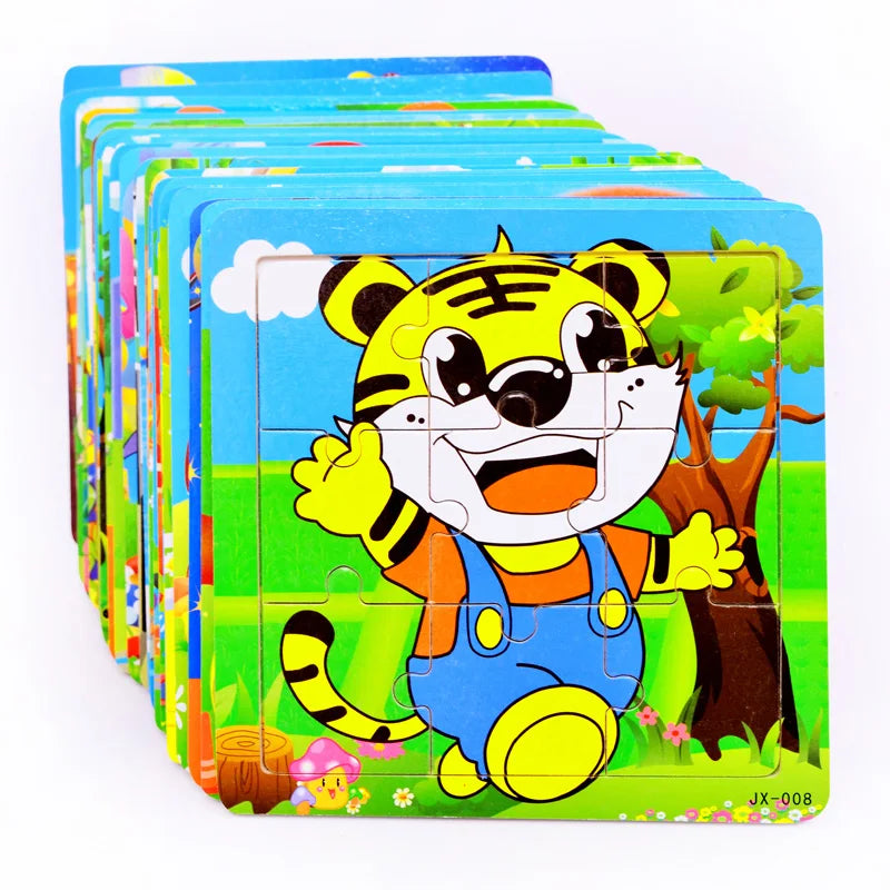 Wooden 3D Puzzle Set for Toddlers – Animal & Vehicle Jigsaw Games
