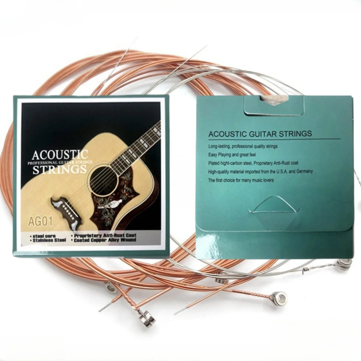 Acoustic Guitar Strings Set – Durable Steel Core with Coated Copper Alloy Windings