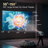 A large screen display showing a vibrant blue and yellow lotus flower, projected by a mini projector in a dark room.