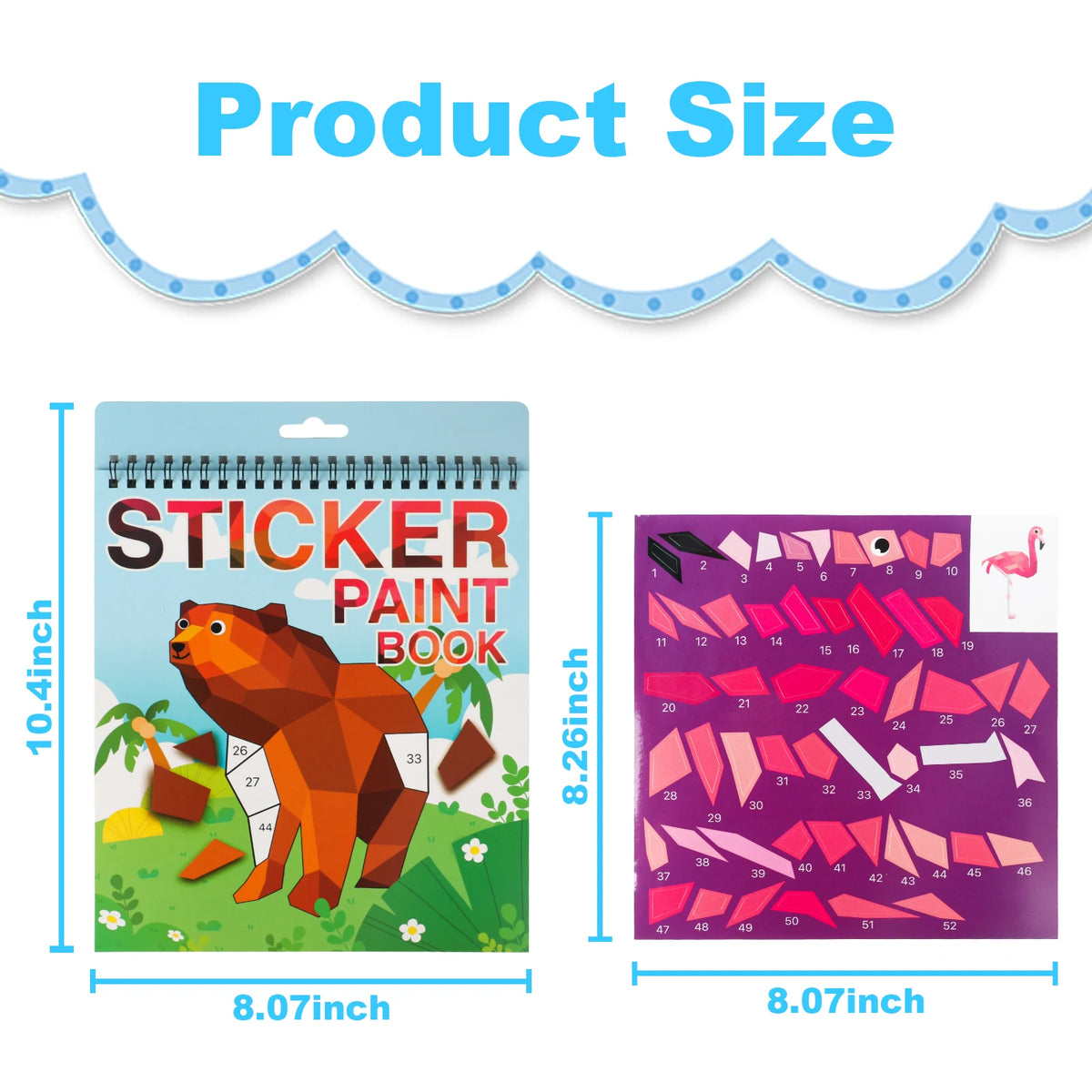 Animal Sticker by Number Book for Kids – 7 Pictures