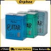 A set of Orphée electric guitar strings in a clear plastic box, featuring nickel wound strings.