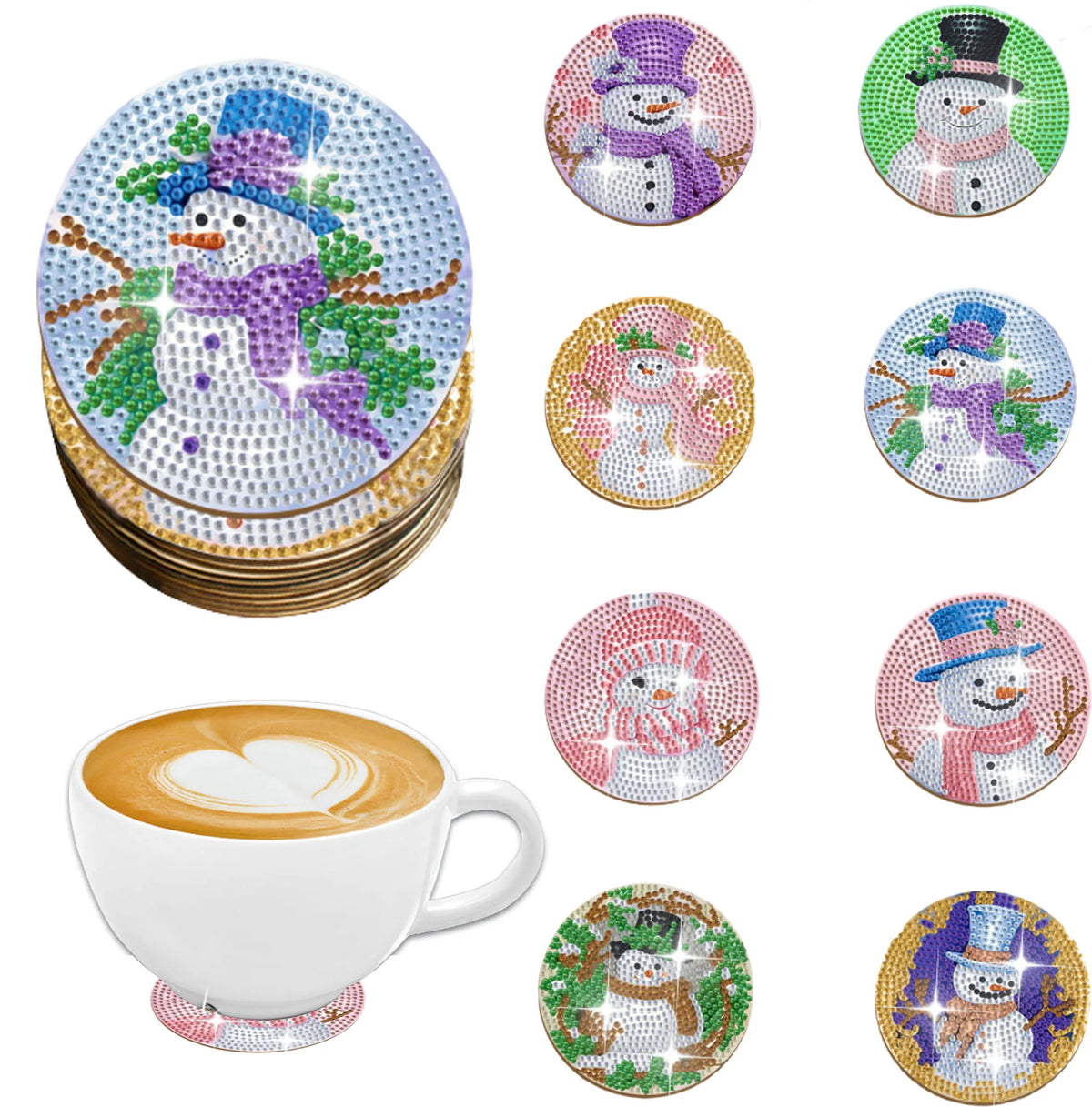 DIY Diamond Art Coaster Set for Christmas & More