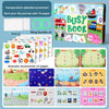 A set of 10 pages of a DIY journey book featuring various accessories and stickers for toddlers