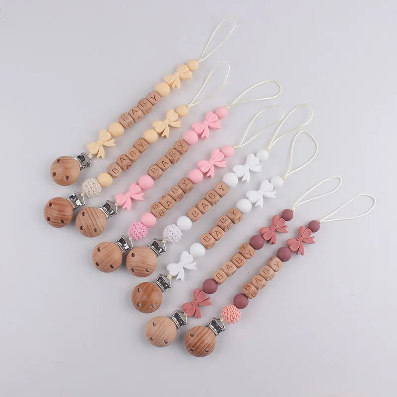 Personalized Baby Pacifier Clip with Silicone Beads