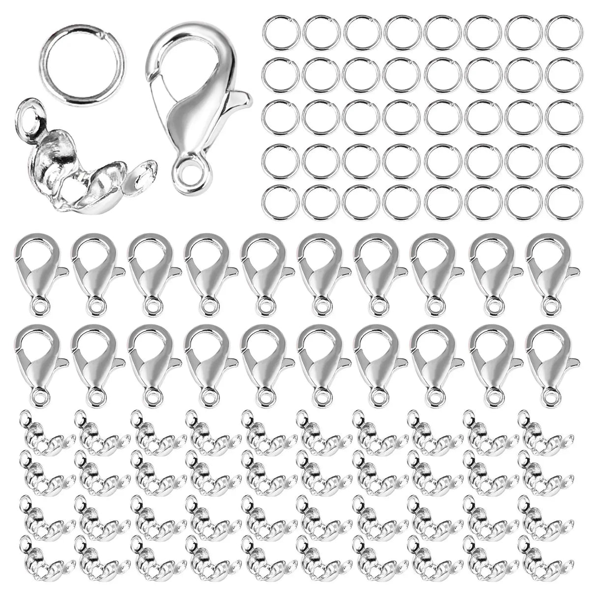 Stainless Steel Jewelry Findings Kit with Clasps, Jump Rings & Connectors