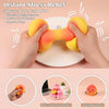 Hands squeezing a peach-shaped stress relief toy for instant calm and focus.