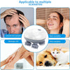 White electric massager device used for remote hair growth, calf massage, and pet grooming.