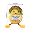 Handmade crochet pocket hug doll shaped like a taco with a positive inspirational message