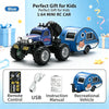 Blue 1:64 mini RC off-road toy truck with remote control and accessories