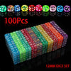 Multicolor Transparent Acrylic Dice Set – 100 Pieces