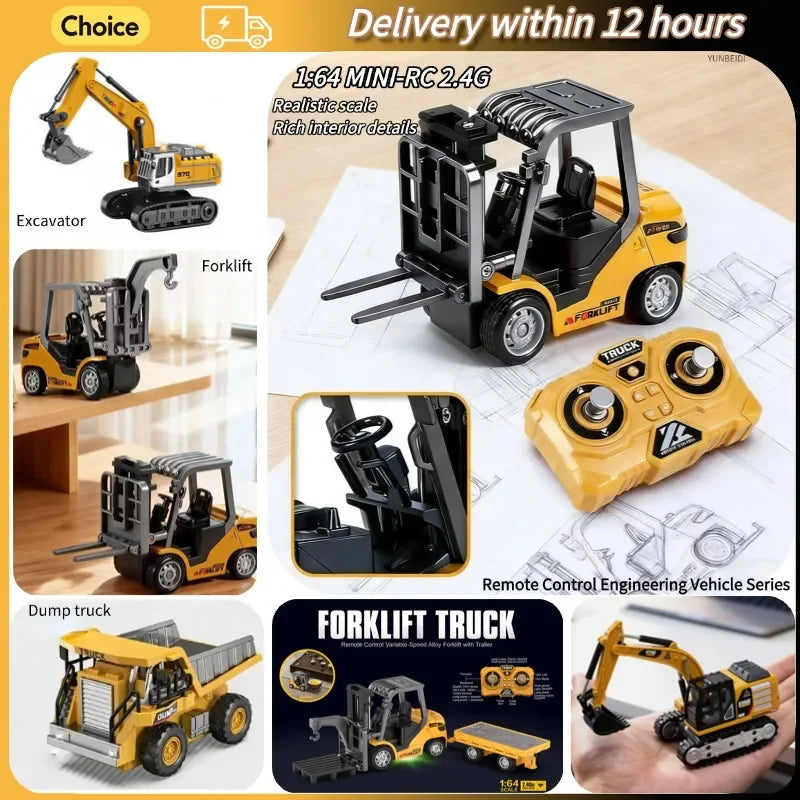 1:64 Scale Remote Control Engineering Vehicle with Lights and Sounds