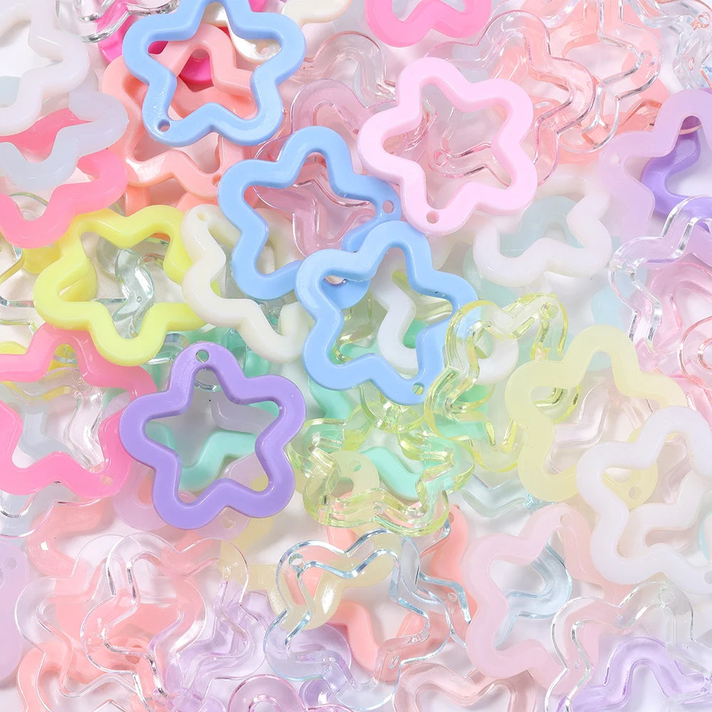 Colorful Acrylic Star Pendants for DIY Jewelry Making & Keychains