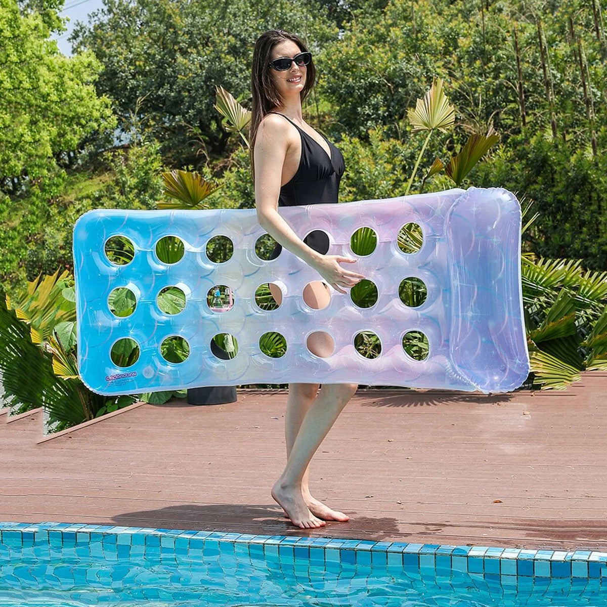 Oversized Inflatable Pool Lounger with Headrest
