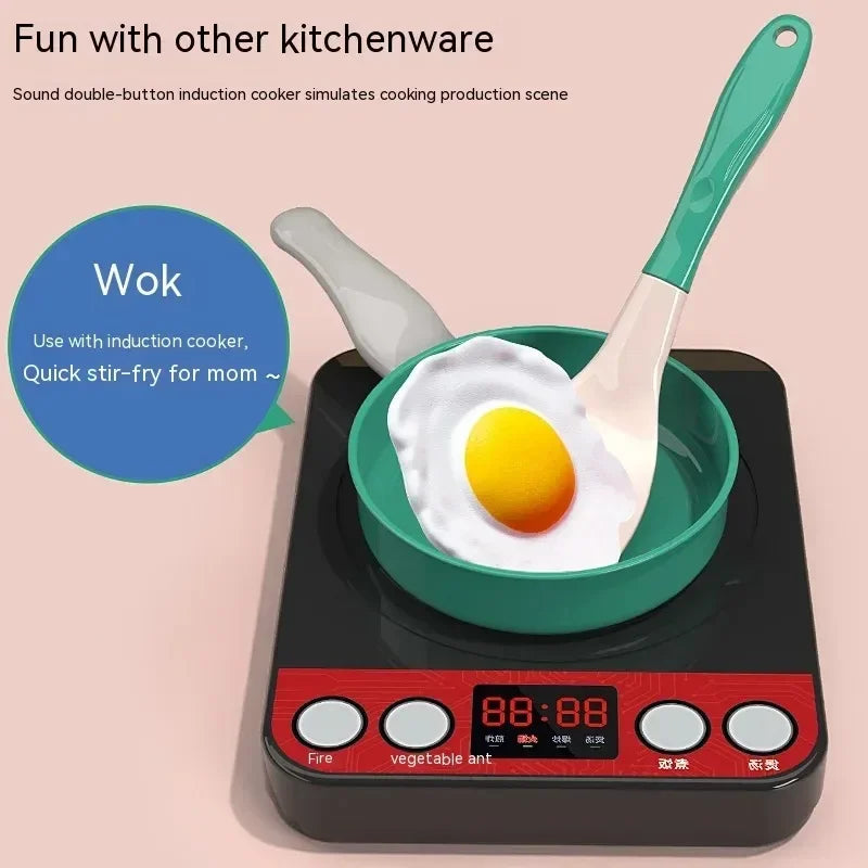 Kids Pretend Play Kitchen Set with Pots and Play Food