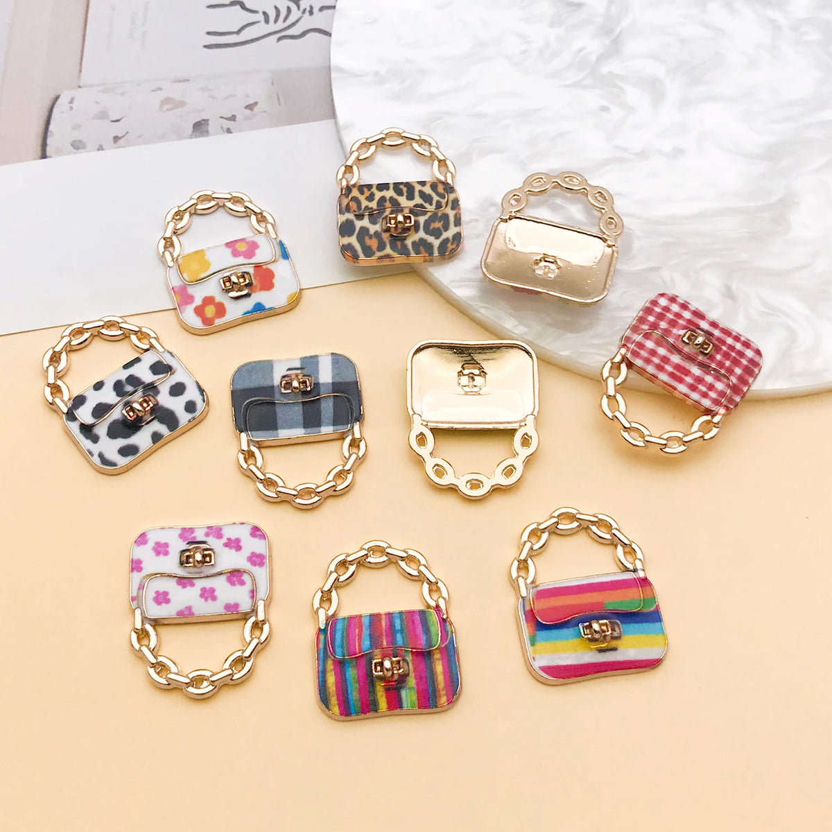 Colorful Enamel Handbag Charms for Jewelry Making