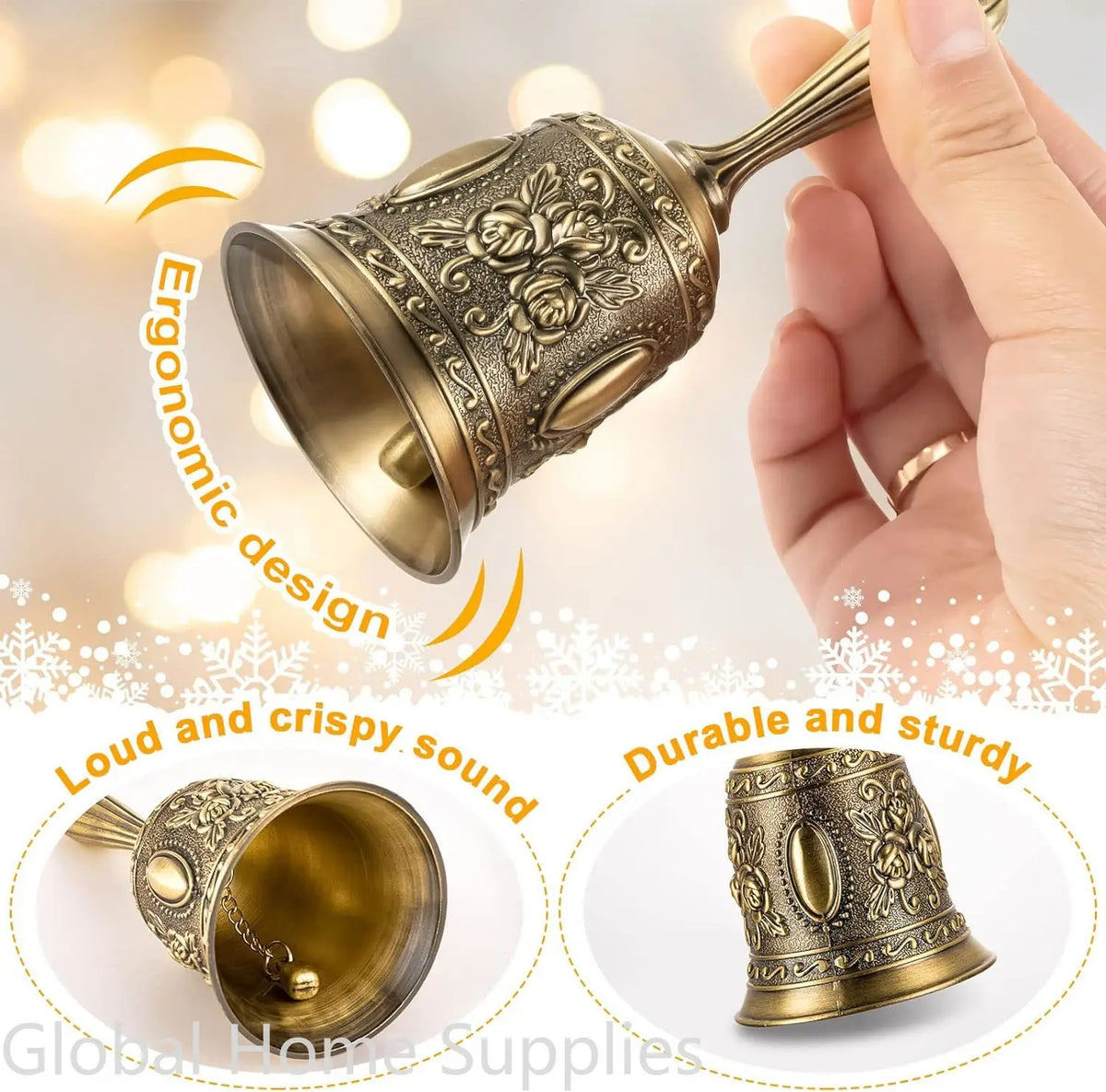 Classic Metal Hand Bell with Comfort Grip Handle