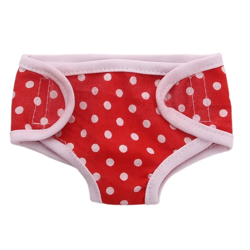 Red polka dot soft doll underwear for 18-inch dolls