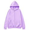 A light purple oversized zip-up hoodie with a hood and front pocket.