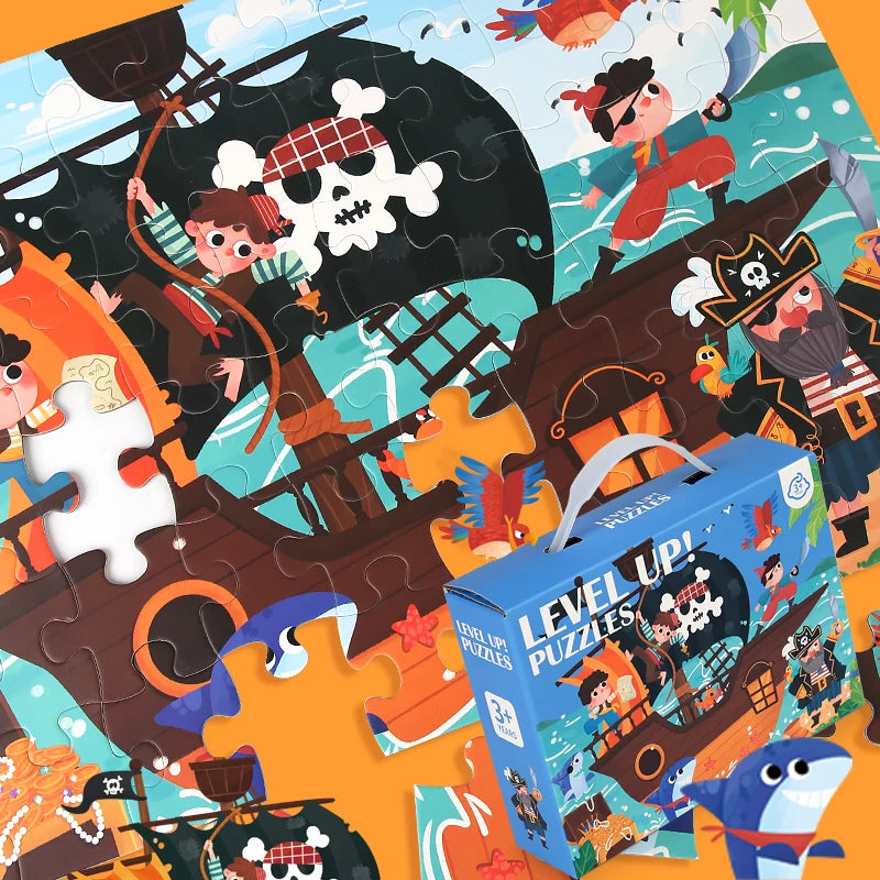 Montessori Wooden Cartoon Puzzle Set for Kids