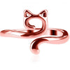 A rose gold adjustable cat-ear yarn guide ring for knitting and crochet.