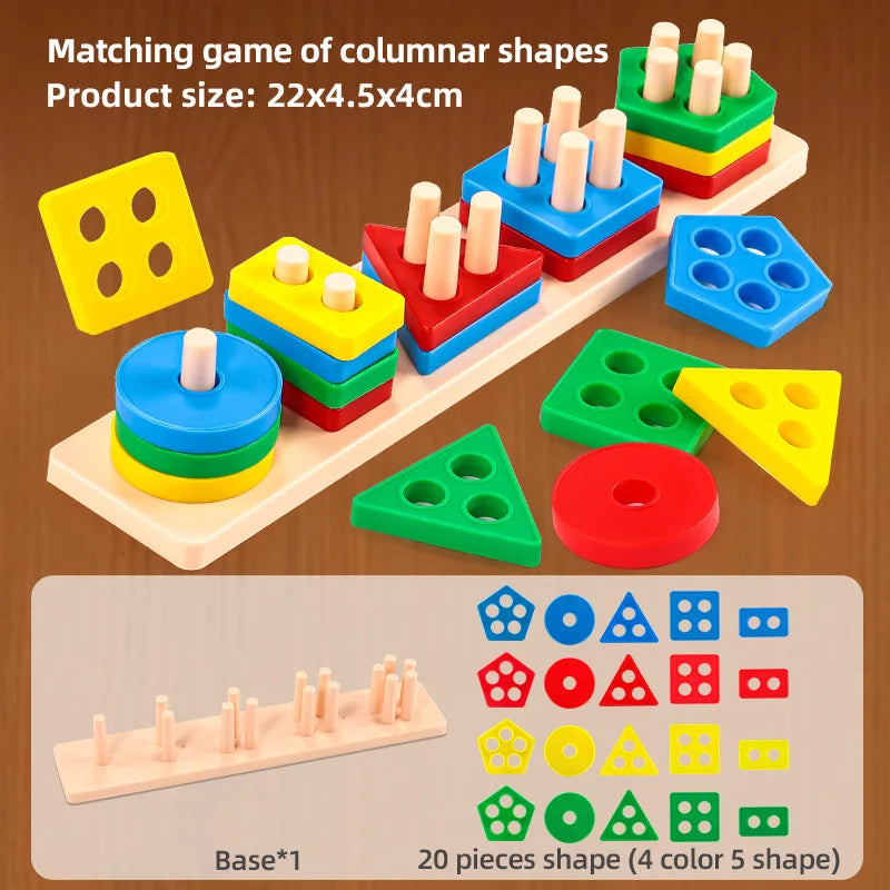 Geometric Shape Sorting Blocks Set for Toddlers